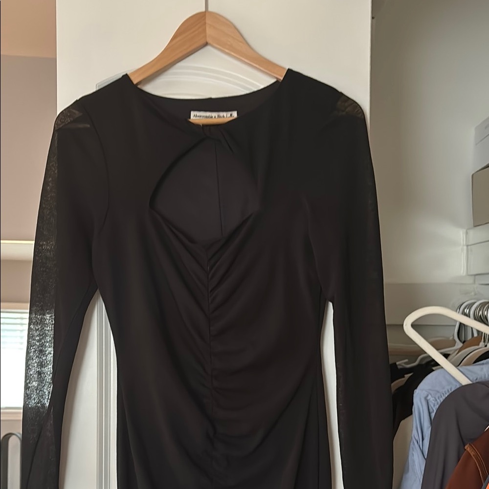 Black Long Sleeve Dress - Abercrombie sheer body con